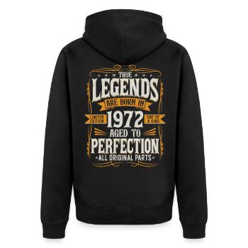 Né en 1972 Legends Cadeau d’anniversaire - Veste à capuche bio Premium Unisexe - noir - Dos - Nico (187cm)