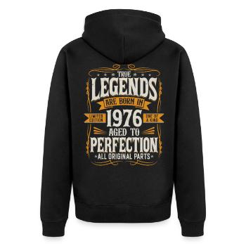 Né en 1976 Legends Cadeau d’anniversaire - Veste à capuche bio Premium Unisexe - noir - Dos - Nico (187cm)