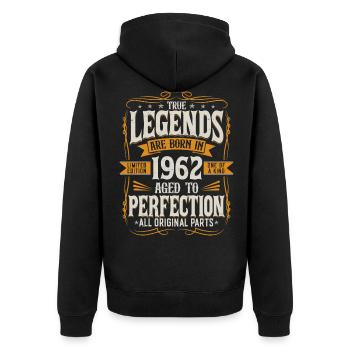 Né en 1962 Legends Cadeau d’anniversaire - Veste à capuche bio Premium Unisexe - noir - Dos - Nico (187cm)