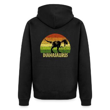 Dianasaurus Diana saurus dinosaure - Veste à capuche bio Premium Unisexe - noir - Dos - Nico (187cm)