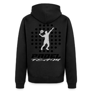 Padel | - Unisex Premium Bio Zip Hoodie - Schwarz - Hinten - Nico (187cm)