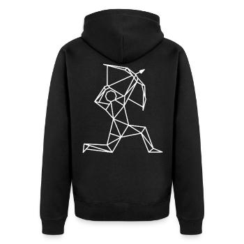 Signe géométrique du zodiaque du Sagittaire - Veste à capuche bio Premium Unisexe - noir - Dos - Nico (187cm)