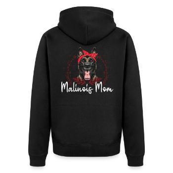 Malinois Mom Belgischer Schäferhund Hund Geschenk - Unisex Premium Bio Zip Hoodie - Schwarz - Hinten - Nico (187cm)