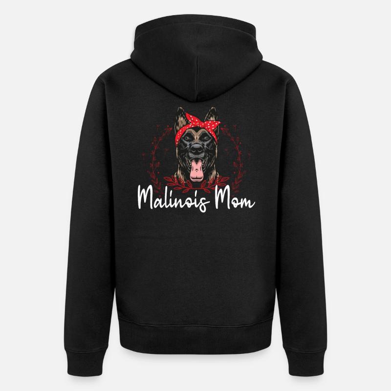 Malinois Maman Berger Belge Cadeau - Veste à capuche bio Premium Unisexe - noir