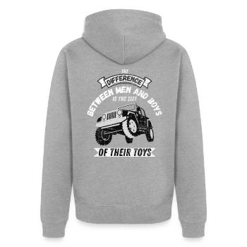 funny saying for lovers of big cars - Unisex Premium Organic Zip Hoodie - heather grey - Back - Nico (187cm)