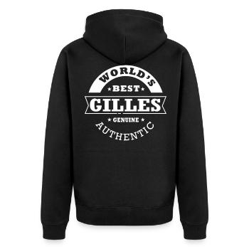 Gilles weltweit beste personalisierte Vornamen gilles - Unisex Premium Bio Zip Hoodie - Schwarz - Hinten - Nico (187cm)