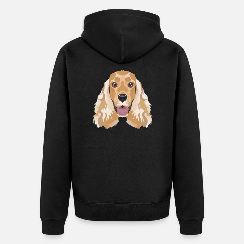 Cocker anglais souriant Spaniel - Veste à capuche bio Premium Unisexe - noir