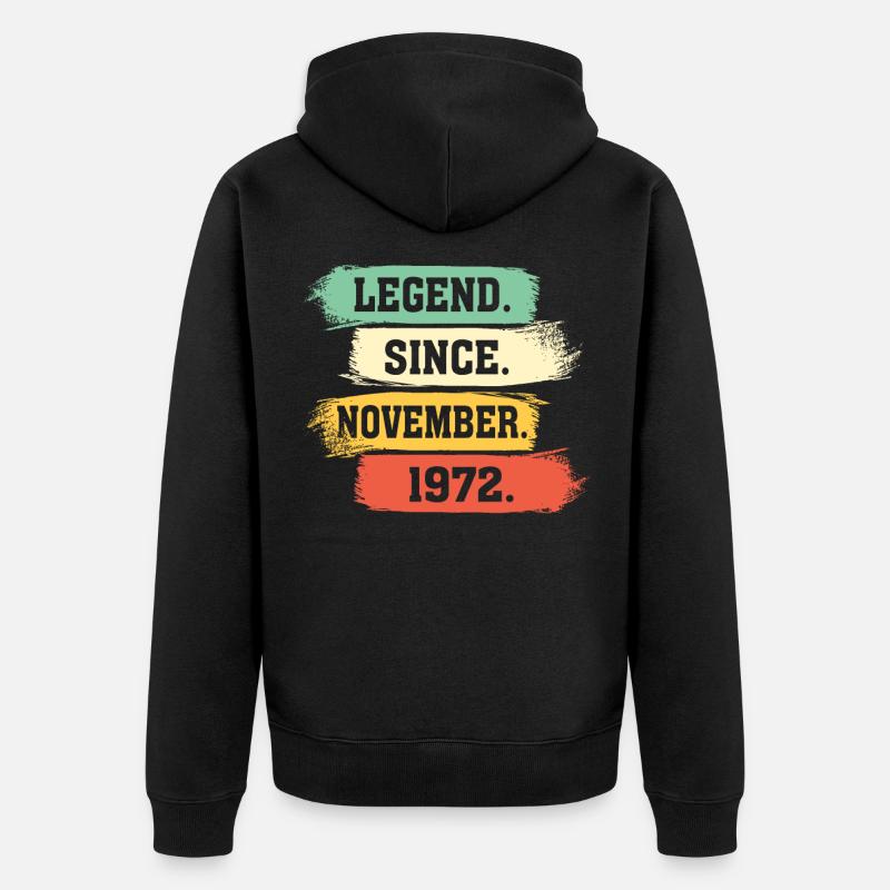 Légende depuis novembre 1972 - Veste à capuche bio Premium Unisexe - noir