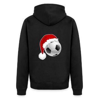 Fußballer Weihnachtsdesign Fußball Weihnachtsmütze - Unisex Premium Bio Zip Hoodie - Schwarz - Hinten - Nico (187cm)