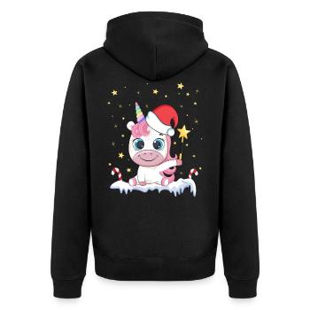 Einhorn Maske Weihnachten Quarantäne Mundschutz - Unisex Premium Bio Zip Hoodie - Schwarz - Hinten - Nico (187cm)