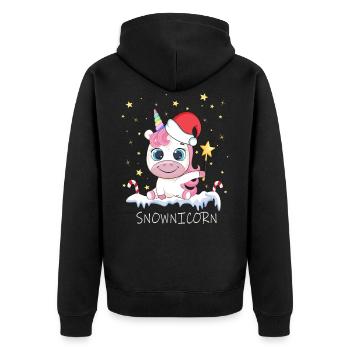 Einhorn Maske Weihnachten Quarantäne Snownicorn - Unisex Premium Bio Zip Hoodie - Schwarz - Hinten - Nico (187cm)