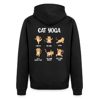 Yoga pour chats - Veste à capuche bio Premium Unisexe - noir - Dos - Nico (187cm)
