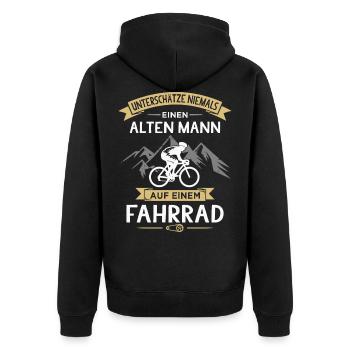 Rentner Radfahrer Fahrrad Opa Fahrradfahrer - Unisex Premium Bio Zip Hoodie - Schwarz - Hinten - Nico (187cm)