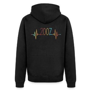 Heartbeat Retro Birthday Vintage 2007 Vintage - Unisex Premium Organic Zip Hoodie - black - Back - Nico (187cm)