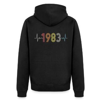 Heartbeat Retro Birthday Vintage 1983 Vintage - Unisex Premium Organic Zip Hoodie - black - Back - Nico (187cm)