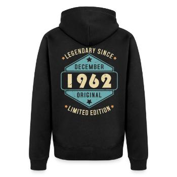 Décembre 1962 Vintage Retro Anniversaire - Veste à capuche bio Premium Unisexe - noir - Dos - Nico (187cm)