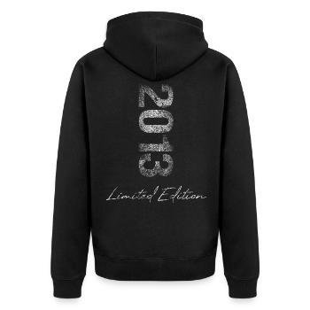 Geburtstag 2013 Limited Edition Geschenk Used Cool - Unisex Premium Bio Zip Hoodie - Schwarz - Hinten - Nico (187cm)