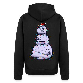 Chonky Seal Bonhomme de neige Lumières de Noël Pixel Art - Veste à capuche bio Premium Unisexe - noir - Dos - Nico (187cm)