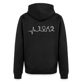 Heartbeat Minimal Birthday Vintage 1962 Line - Unisex Premium Organic Zip Hoodie - black - Back - Nico (187cm)