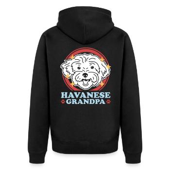 Havaneser Grandpa Hunde Hundebesitzer Geschenk - Unisex Premium Bio Zip Hoodie - Schwarz - Hinten - Nico (187cm)