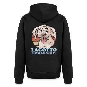 Lagotto Romagnolo | Hund Hundehalter Geschenk - Unisex Premium Bio Zip Hoodie - Schwarz - Hinten - Nico (187cm)