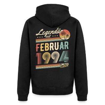 Legendär Seit Februar 1994 Limited Edition - Unisex Premium Bio Zip Hoodie - Schwarz - Hinten - Nico (187cm)