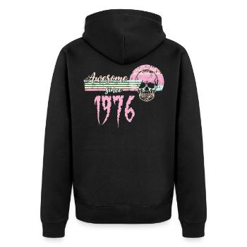Génial depuis 1976 Retro Skull - Veste à capuche bio Premium Unisexe - noir - Dos - Nico (187cm)