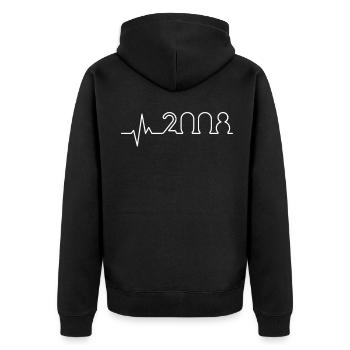 Heartbeat Minimal Birthday Vintage 2008 Line - Unisex Premium Organic Zip Hoodie - black - Back - Nico (187cm)