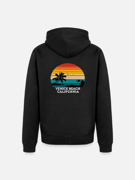 Venice Beach California Beaches - Unisex Premium Organic Zip Hoodie - black