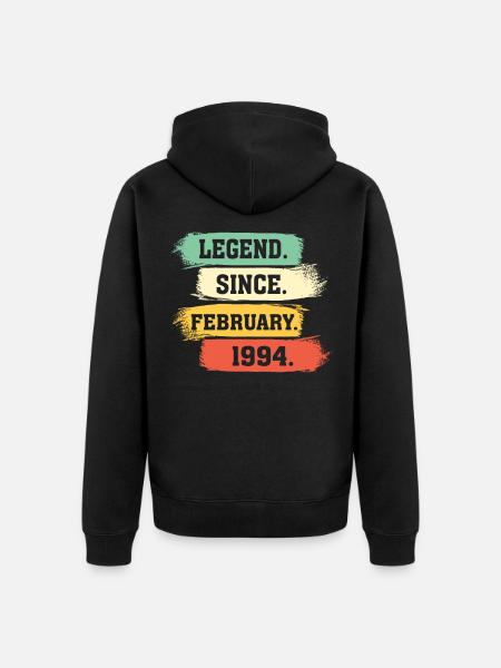 Legend Since February 1994 - Unisex Premium Organic Zip Hoodie - black