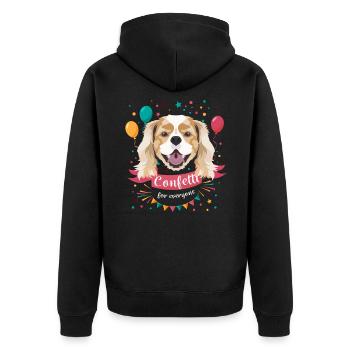 Cavalier King Charles Spaniel Karneval Fasching - Unisex Premium Bio Zip Hoodie - Schwarz - Hinten - Nico (187cm)