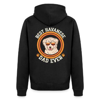 Havanese Dad Dog Owner Owner Gift - Unisex Premium Organic Zip Hoodie - black - Back - Nico (187cm)
