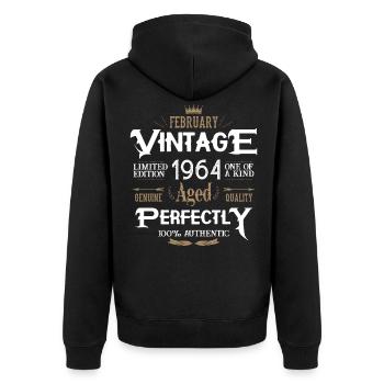 1964 born Legends Birthday - Unisex Premium Organic Zip Hoodie - black - Back - Nico (187cm)