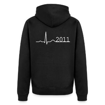 Heartbeat Minimal Birthday Vintage 2011 Line - Unisex Premium Organic Zip Hoodie - black - Back - Nico (187cm)