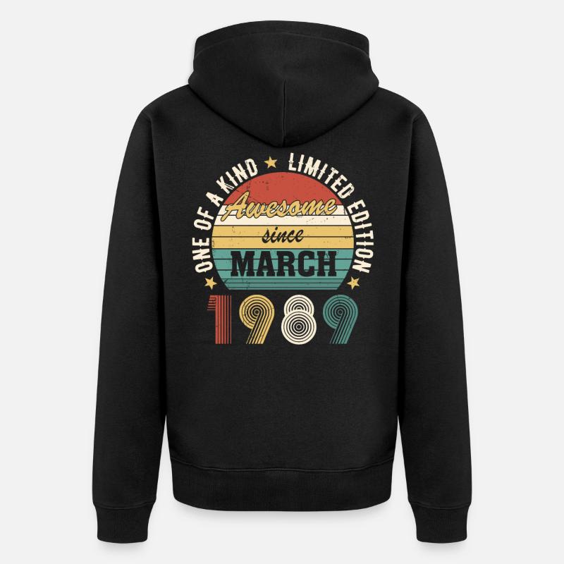 Génial depuis mars 1989 - Veste à capuche bio Premium Unisexe - noir