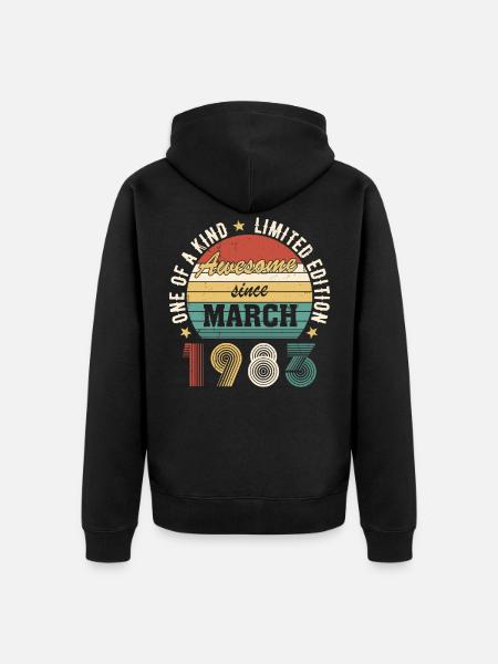 Awesome since March 1983 - Unisex Premium Bio Zip Hoodie - Schwarz
