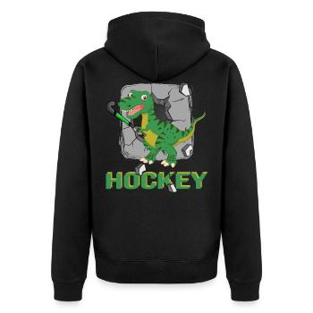 hockey trend feldhockey fieldhockey hockeysaurus - Unisex Premium Bio Zip Hoodie - Schwarz - Hinten - Nico (187cm)