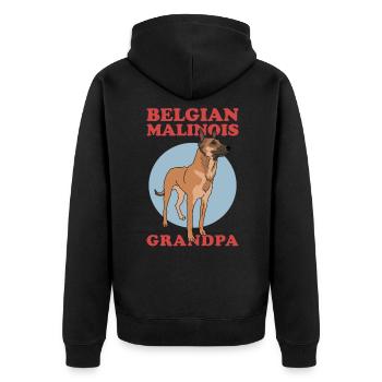 Belgian Malinois Grandpa Belgian Shepherd - Unisex Premium Organic Zip Hoodie - black - Back - Nico (187cm)