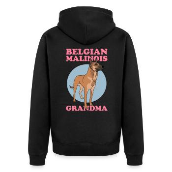 Malinois Belge Grand-mère Berger Belge - Veste à capuche bio Premium Unisexe - noir - Dos - Nico (187cm)