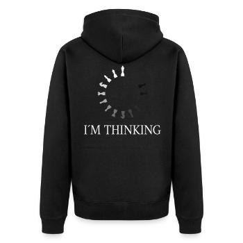 Funny IM THINKING Chess Chess Player Pieces - Unisex Premium Organic Zip Hoodie - black - Back - Nico (187cm)