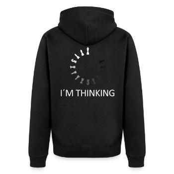 Funny IM THINKING Chess Chess Player Pieces - Unisex Premium Organic Zip Hoodie - black - Back - Nico (187cm)