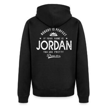Jordan cadeau shirt personnalisé prénom jordan - Veste à capuche bio Premium Unisexe - noir - Dos - Nico (187cm)