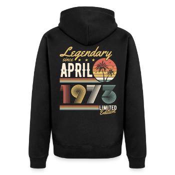 Legendary Since April 1973 Limited Edition - Unisex Premium Bio Zip Hoodie - Schwarz - Hinten - Nico (187cm)