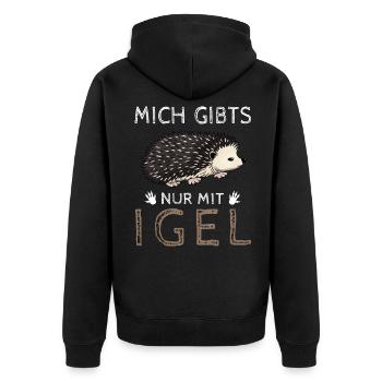Lustiges Afrikanischer Weißbauchigel Igel Kostüm - Unisex Premium Bio Zip Hoodie - Schwarz - Hinten - Nico (187cm)