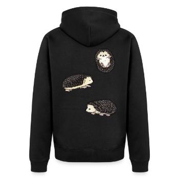 Herzschlag Afrikanischer Weißbauchigel Igel Kostüm - Unisex Premium Bio Zip Hoodie - Schwarz - Hinten - Nico (187cm)