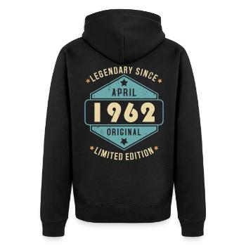 Avril 1962 Vintage Retro Anniversaire - Veste à capuche bio Premium Unisexe - noir - Dos - Nico (187cm)