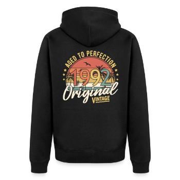 Aged To Perfection Original Vintage (1992) - Unisex Premium Organic Zip Hoodie - black - Back - Nico (187cm)