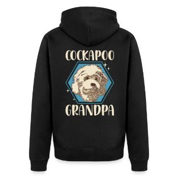 Cockapoo Grandpa Hunde Hundebesitzer Geschenk - Unisex Premium Bio Zip Hoodie - Schwarz - Hinten - Nico (187cm)