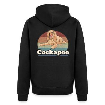Cockapoo Hund Hundehalter Hundebesitzer Geschenk - Unisex Premium Bio Zip Hoodie - Schwarz - Hinten - Nico (187cm)
