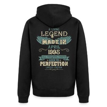 Avril 1995 Vintage Cadeau d’anniversaire - Veste à capuche bio Premium Unisexe - noir - Dos - Nico (187cm)